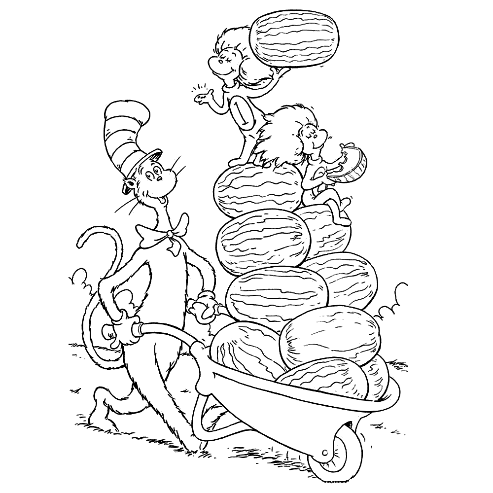 Plansa de colorat cu Cat in the hat 8 82